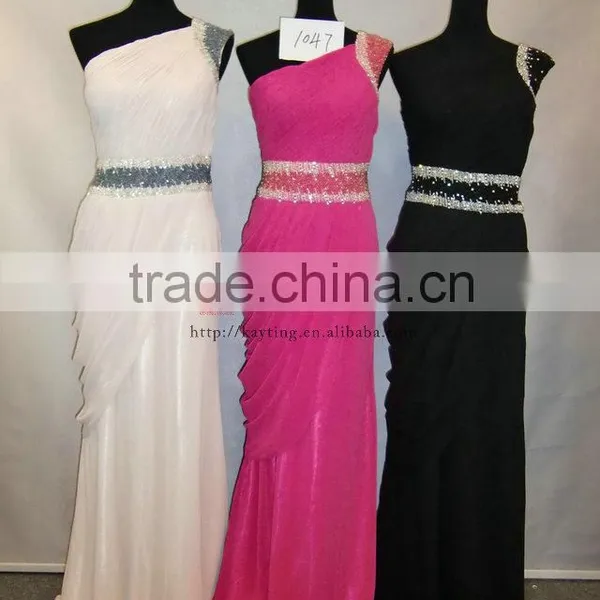 One Shoulder Beaded Around Waist Ruffle Party Dresses Women photo-2
