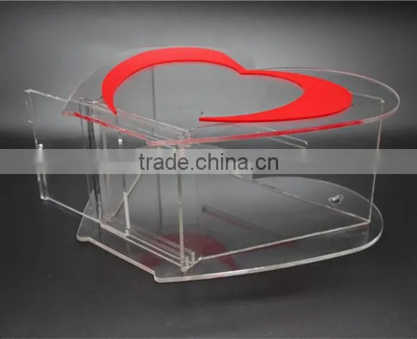 New Acrylic Red Heart Shaped Money Donation Boxes photo-2