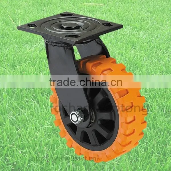 Heavy Duty Non-skid PU 8 Inch Fixed Caster Wheels For Trolley photo-3