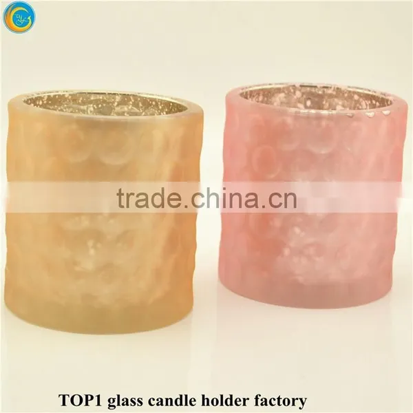 Candle Holder Craft Embossed Design Wonderful Fuchsia Pink Vintage Glass Candle Holder photo-3
