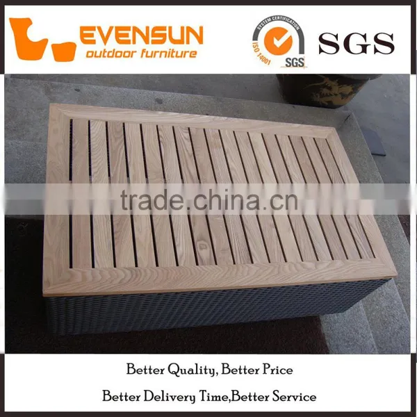Evensun Classic Storage Wicker Box Wooden Cover photo-3