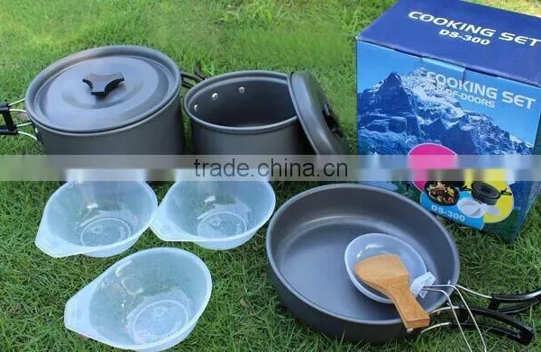 DS-300 Cooking SET 2-3 Person Camping Picnic Menaje Acampar Exterior Pot Establece Antiadherente Utensilios de Cocina 860 g