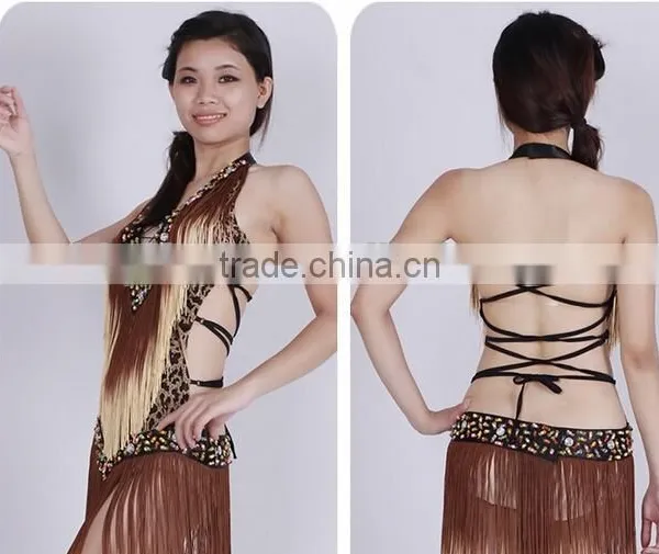 2015 Summer Hot Sale Blackless Tassel Latin Dress V-line Latin Dress photo-3