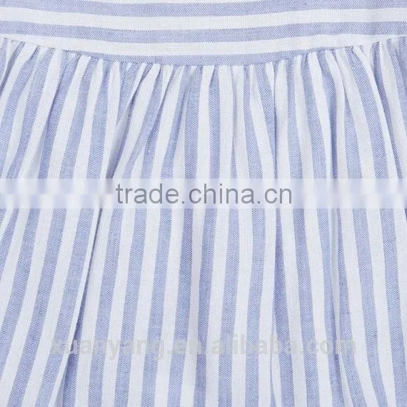 2017 Wholesale Manufacturer Bule Stripe Baby Girl Clothes Fancy 100%cotton Kids Summer Dress photo-3