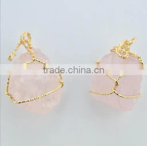 White Quartz Stone Pendant Charms Diy Wire Wrapped Quartz Pendant Jewelry Component 2016 photo-4