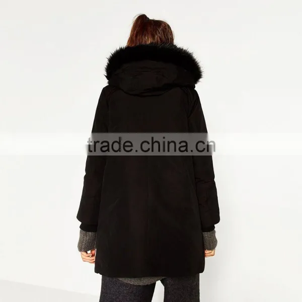 High Quality Fashion Black Parka Italian Fur Coats for Lady photo-4