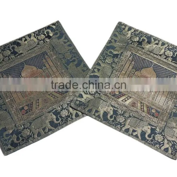 Decorative Accent Silk Pillows Brocade Taj Mahal Indian Square Cushion Covers photo-2