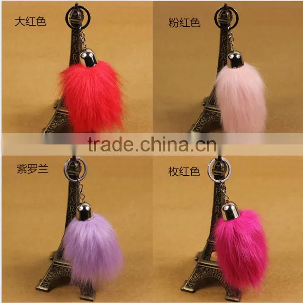 Imitation Fox Tail Car Keychain Fake Hair Ball Ornaments Lady Fur Pendant Cute Hair Ball Key Holder Bag photo-2