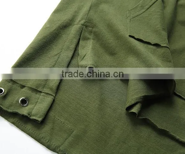 Cotton Short Sleeve Hoodie Army Greem t Shirt Men for Resale photo-6