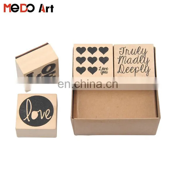Box Package DIY Creative Rubber Wooden Handle Love Stamp Set of 4 photo-2
