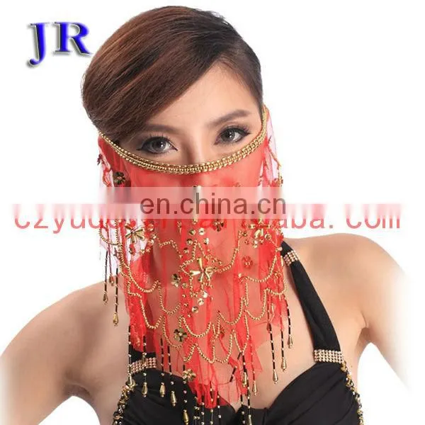 Tribal Indian Women Beaded Belly Dance Face Veil Accessory P-9015# photo-2