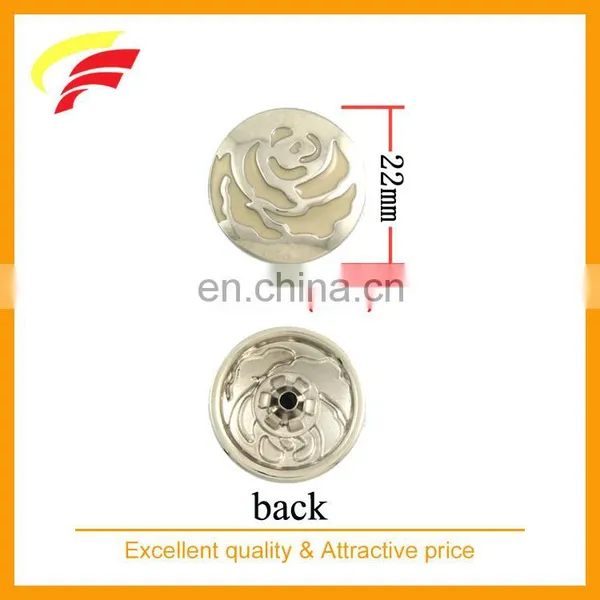 Zinc Alloy Custom Enameled Rose Flower Pattern Snap Button photo-3