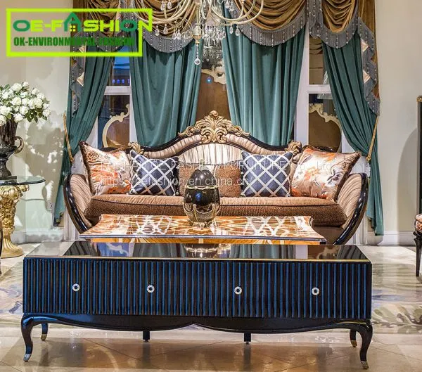 Royal Palace Hand Carved Fabric Sofa/European Living Room Furniture