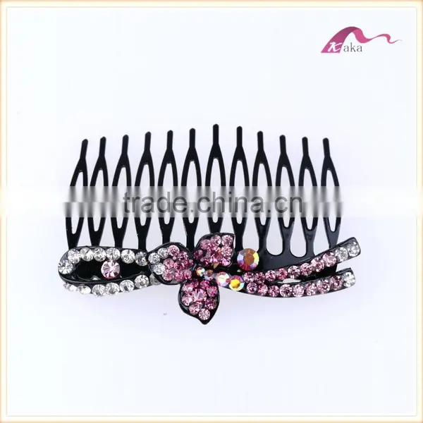 China Factory Price Girls Fashion Women Metal Crystal Flower Hair CombS Headwear Accessory photo-2