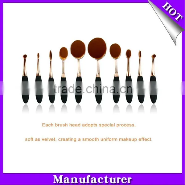 Tooth Shape Powder Foundation Brush/Oval Makeup Brushes With Rubber Handle/Metal Make up Brush photo-5