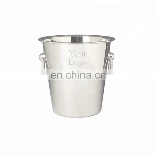 Round Stainless Steel Ice Bucket Metal Beer Tub Cube Container Wine Champagne Cooler Handles Copper Ice Buckets photo-5