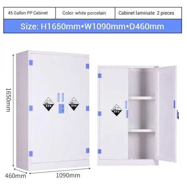 PP Acid & Corrosive Storage Cabinet for High School Science Class | Warning Labels Included | Custom PP Storage Cabinet Factory
