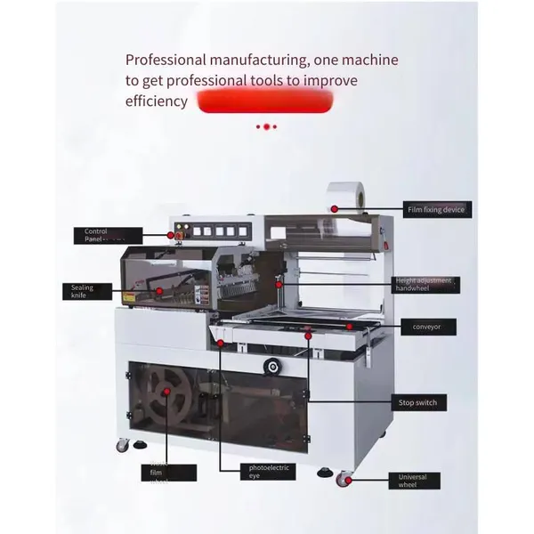 Fl-450 Fully Automatic Sealing and Shrinking Packaging Machine, Mask Cutting Machine, Small Carton Pof Film Shrinking Equipment