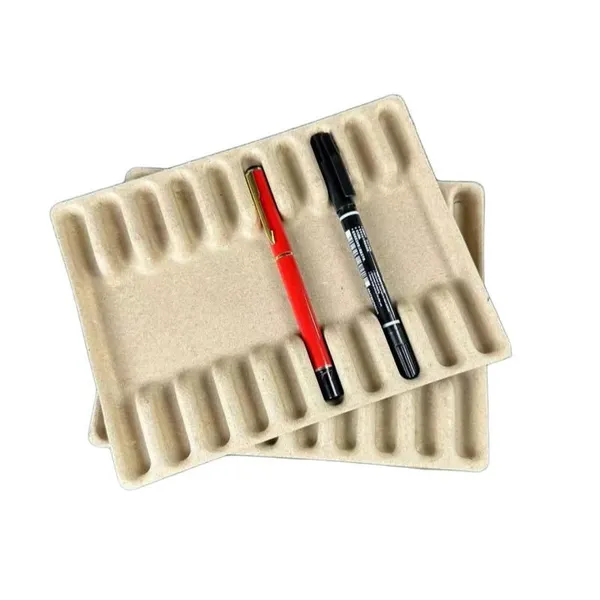 Biodegradable Molded Fiber Pencil Box Custom Printed Logo Stationery Organizer Box