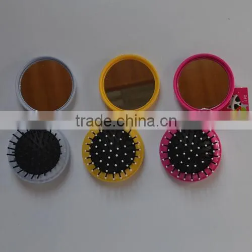 Round Travel Hair Brush With Mirror photo-4