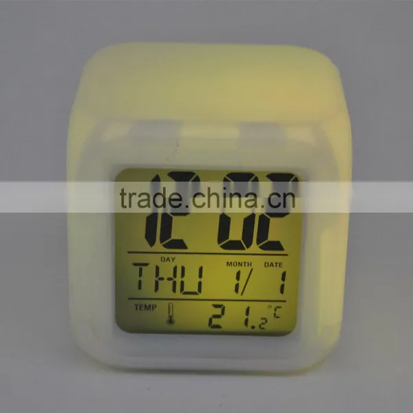Hot Selling Seven Color Changing Alarm Clock, Square Clock photo-2