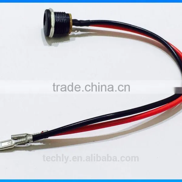 Custom 5.5x2.1mm 2PIn Female Mount Power Jack Socket To 0.8mm Tab Wire Harness photo-2