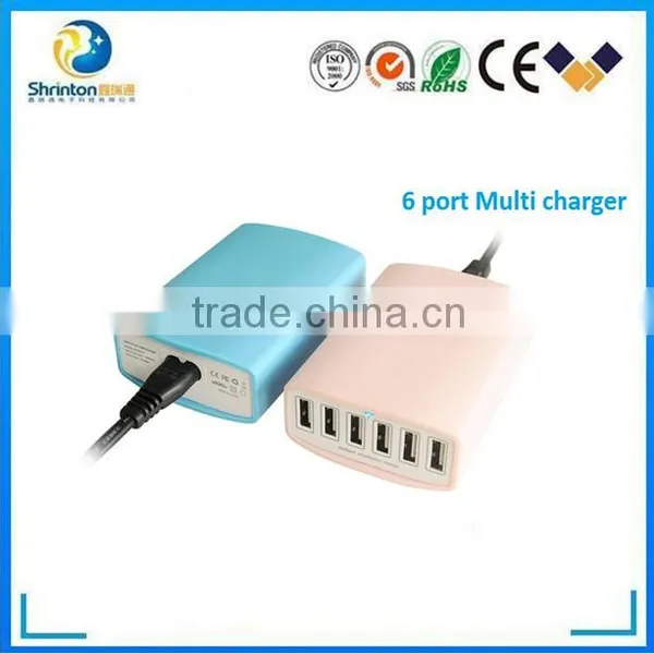 Most Powerful Smart 60W 6 Port 12A Multi USB Charger With USB Cable Family Size for IPhone photo-4