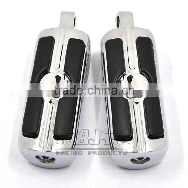 BJ-FP216-051 Chrome Billet Aluminum Foot Pegs Pedal for Serrated Harley Davidson Style photo-3