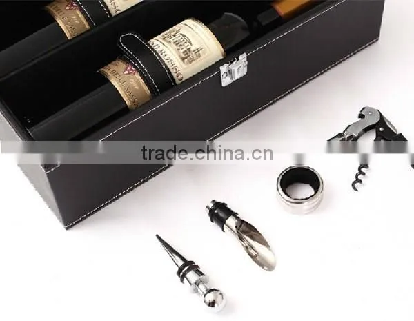 Factory Hot Sell Handmade Two Bottles Wine Leather Box photo-6