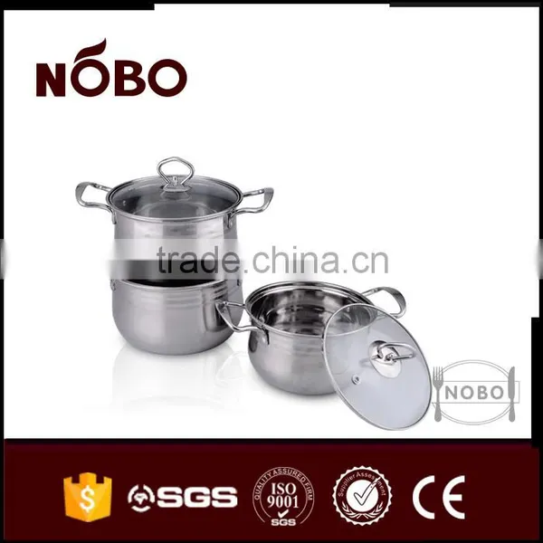 Drum Shape Steel Handles Stainless Steel Cooking Pot Set photo-6