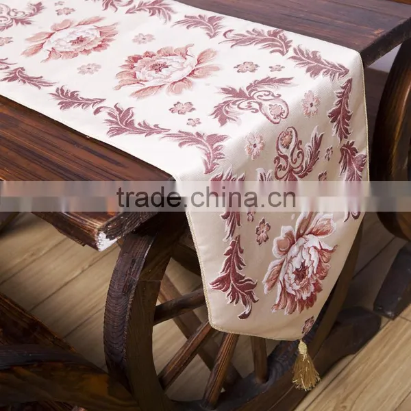 PLUS Classic Embroidery European Style Tassel Dining Table Runners Sequined Lace Hotel Bed Coffee Table Runners 13inch*70.8inch photo-2