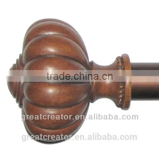 Home Decor Cherry Wood Resin Finials Curtain Rods photo-2