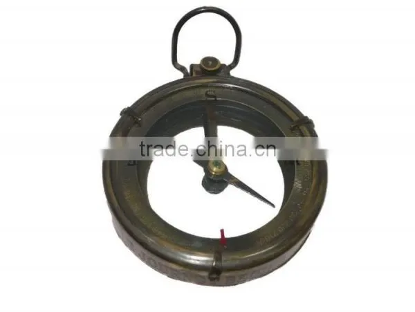 BRASS , GLASS, ANTIQUE LOOK COMPASS - GIFT COMPASS WITH WOOD BOX 13527 photo-4