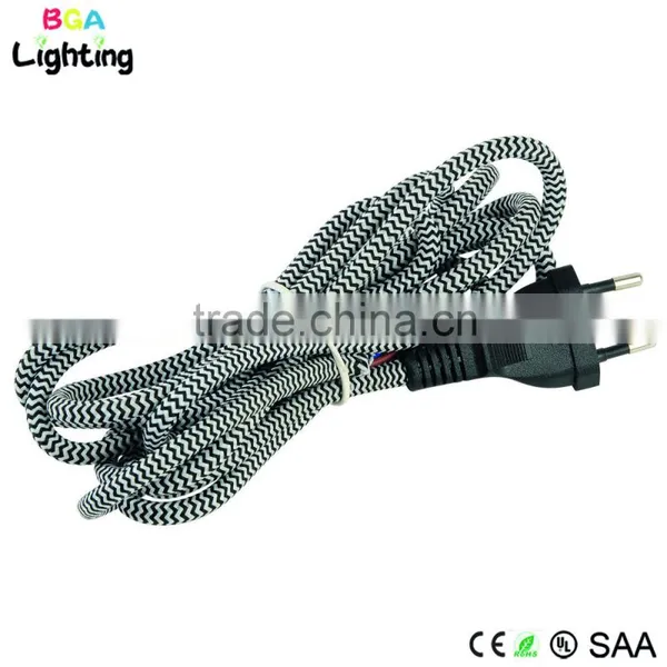 Cotton Braided Wire With Black On/off Switch and AC EU Plug for Pendant Light Quality Choice photo-4