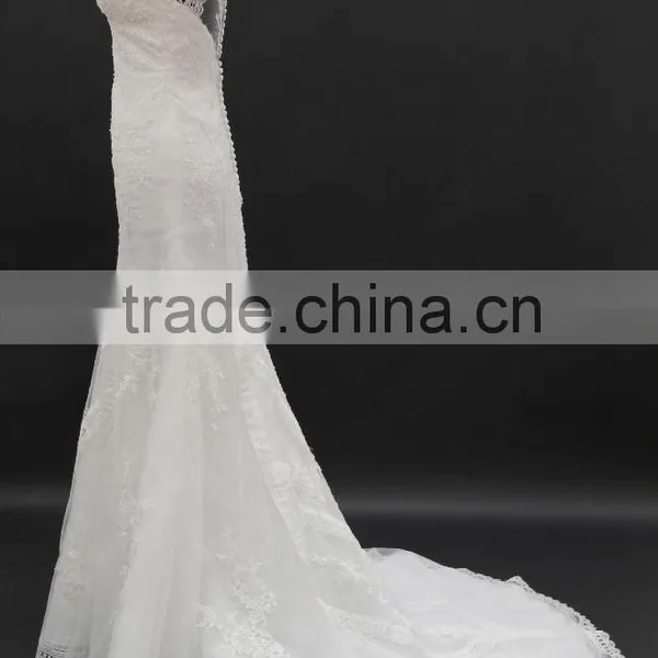 Beading Lace Trim Small A-line Wedding Dress With Two Straps photo-3