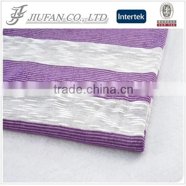 Jiufan Textile 70%Polyester 30%Rayon Hacci Fabric With Slub Soft Touch Stripe Chunky Knitting Fabric for Coating photo-2