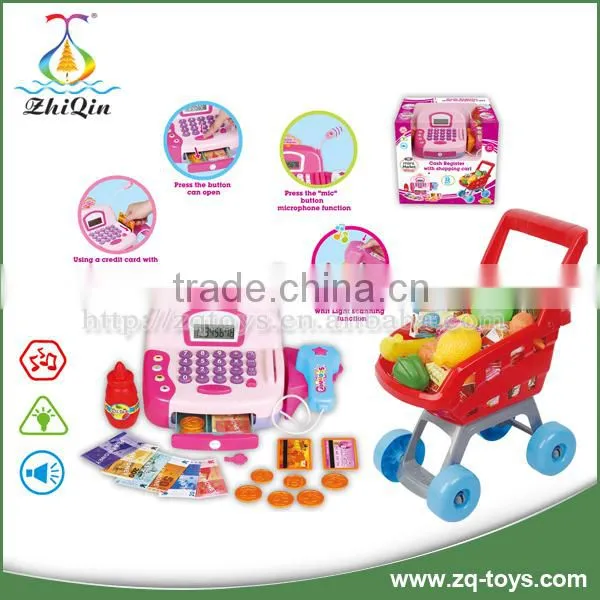 Preschool Plastic Supermarket Cash Register Toy With a Shopping Cart photo-2