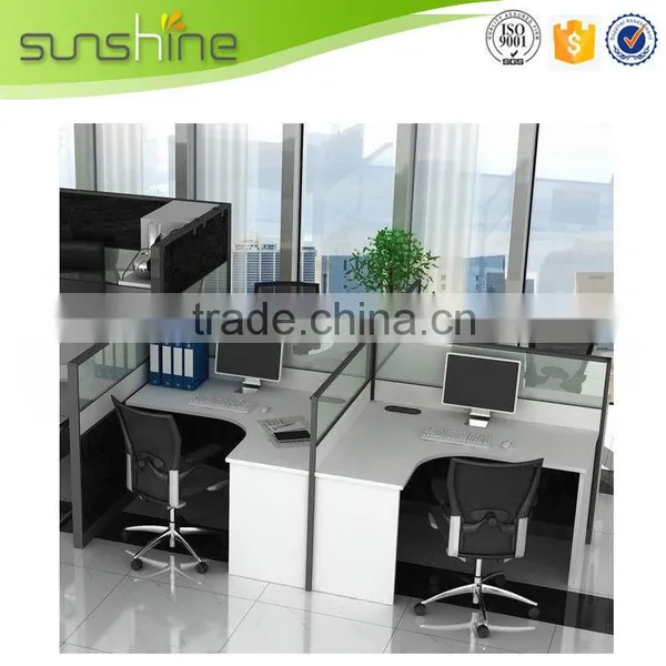 Chinese Furniture Office Cubicle for 4 Person Desk Glass Partition With Mobile Pedestal photo-6