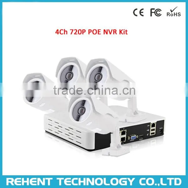 4CH 720P HD NVR POE Kit Security Camera Surveillance System Indoor Outdoor Night Vision 720P Security IR Cameras