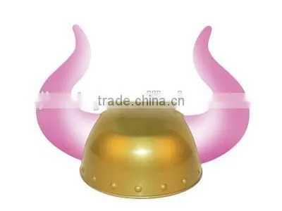 Golden Warrior Plastic Viking Helmet With Light Up Horns Flashing Purple Light photo-3