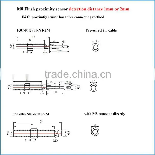 F&C M8 Sn1mm 12V-24V dc NPN Type Inductive Proximity Sensor With CE Quality Choice photo-6