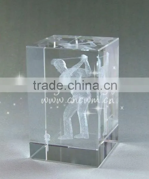 Cube 3D Laser Engraving Crystal Gifts For Golf Favors Souvenior
