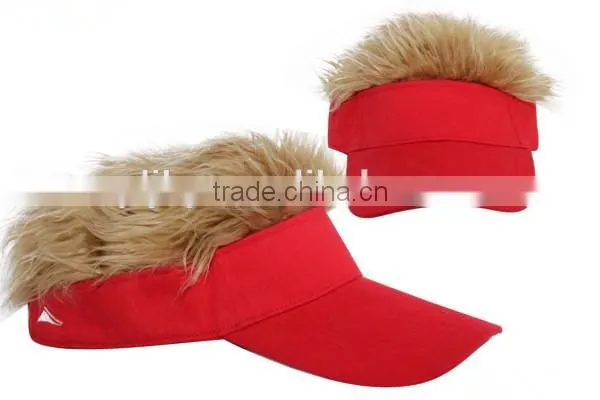 Custom Made Cotton Visor Cap With Fake Hair photo-3