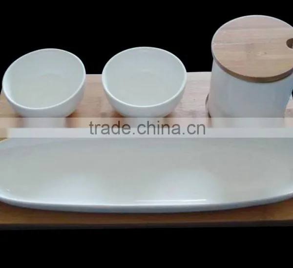HM0024-2184,4964,6689 Durable Porcelain Dinner Set and Wood Tray