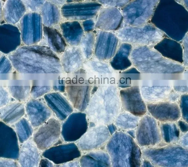 China Wholesale Grade A Ocean Blue Semi Precious Gemstone Agate Stone Slabs photo-6