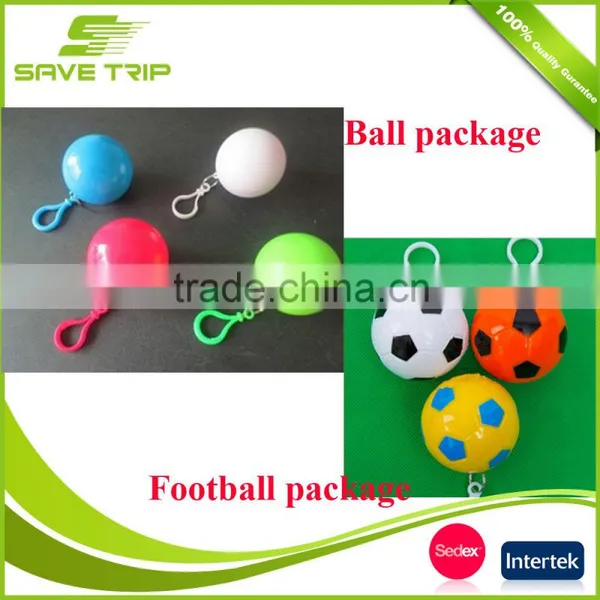 Printed LOGO Mini PE Plastic Rain Poncho Ball With Keyring photo-6