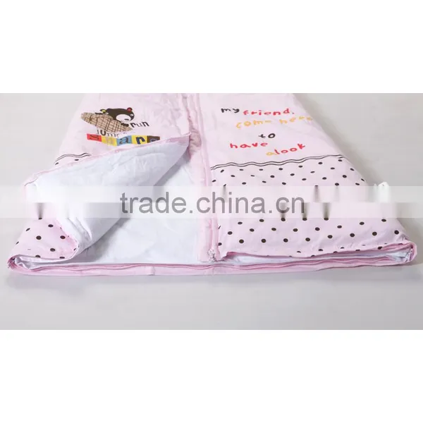 Children's 100% Cotton Baby Sleeping Bag Detachable Sleeve and Detachable Cotton Fillings Quilt for Four Seasons Pink Color photo-2