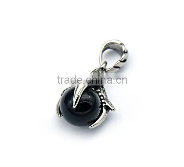 2017 Fashion Wholesale Jewelry Titanium Steel Biker Sharp Paw With Round Black Stone Pendant MJ Jewelry photo-3