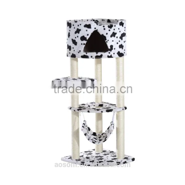Pawhut 51" Multi-Level Cat Tree Tower - Black/White photo-2
