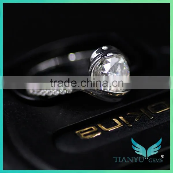 Wholesale Wedding Rings 14K 15K PT925 1ct Brililiant Round Cut Moissinite Diamond With Strong Fire photo-3